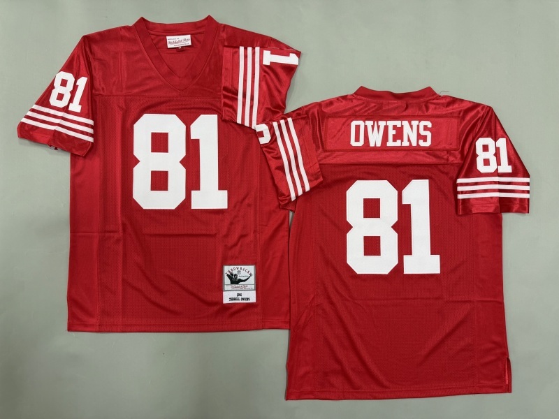 Men 2025 San Francisco 49ers #81 Owens red Throwback Limited NFL Jersey style 001->san francisco 49ers->NFL Jersey